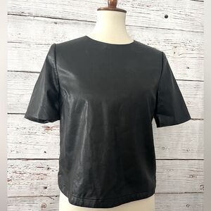 Forever 21 Faux Leather Short Sleeve Blouse